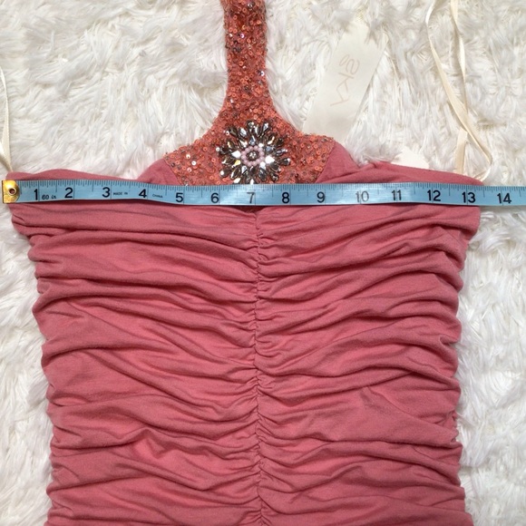 NWT SKY Halter Y2K Stones Ruched Embellished Sequins Girly Sexy Date Romantic M - Picture 7 of 9